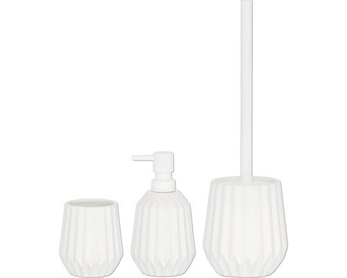 Keramik Badezimmer Set mit Seifenspender, Becher und WC-Bürste