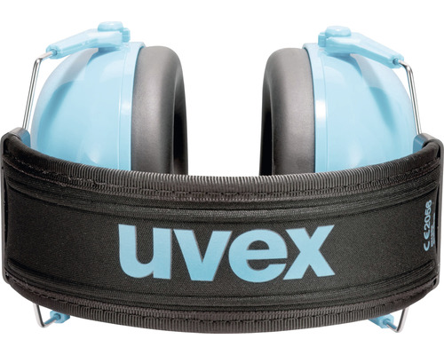 Uvex Logo auf hellblauem Kapselgehörschutz