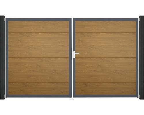 Doppeltor GroJa BasicLine rechts vormontiert ohne Pfosten Rahmen anthrazit 300 x 180 cm Golden Oak