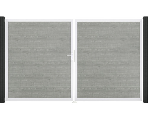 Portillon double GroJa BasicLine gauche cadre aluminium 300 x 180 cm Grey Ash Cut