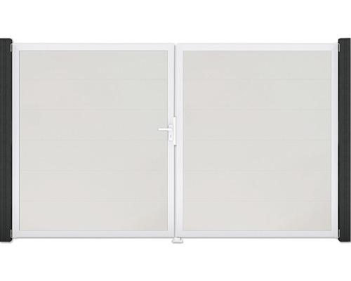 Portillon double GroJa BasicLine gauche cadre aluminium 300 x 180 cm blanc