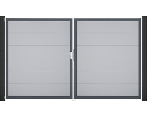 Portillon double GroJa BasicLine à gauche prémonté sans poteaux cadre anthracite 300 x 180 cm gris argent