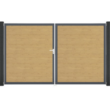 Portail double en aluminium et bois pour le jardin
