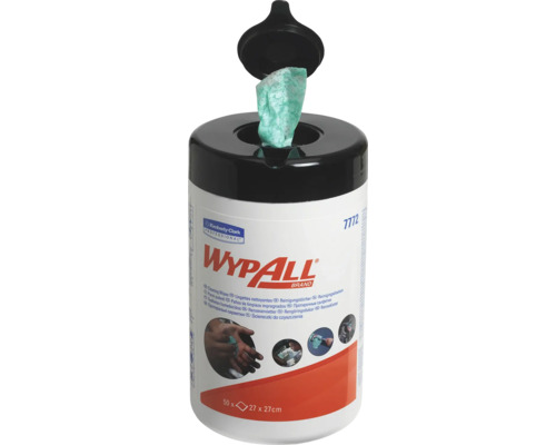 Boîte distributrice de lingettes de nettoyage Wypall avec une lingette de nettoyage