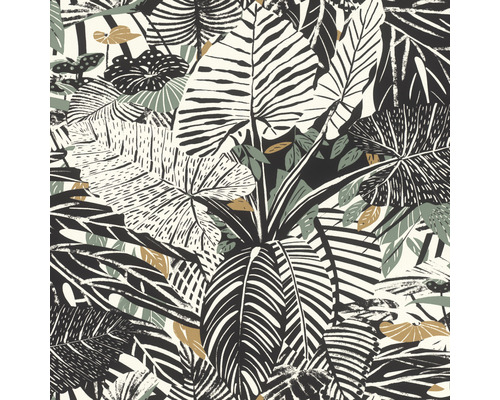 Papier peint intissé 689402 Rhapsody feuilles noir Papier peint avec motif de feuilles de jungle