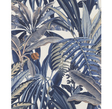 Papier peint intissé 689501 Rhapsody feuilles bleu