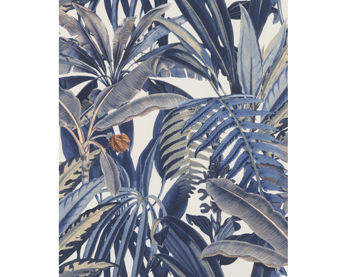 Papier peint intissé 689501 Rhapsody feuilles bleu Papier peint jungle avec motif botanique