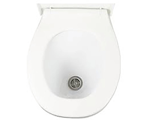 Aufnahme einer weißen Toilette von oben