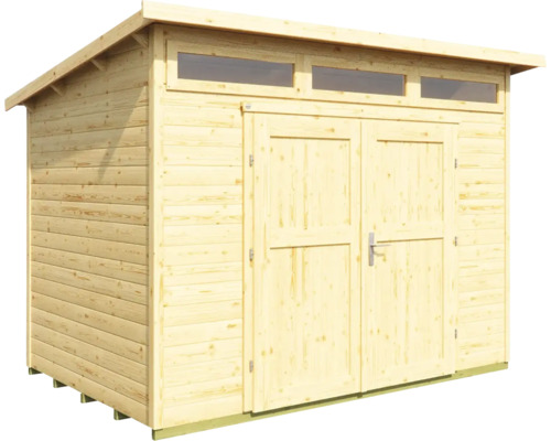 Abri de jardin en bois avec double porte et fenêtres