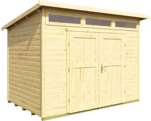 Abri de jardin en bois avec double porte et fenêtres