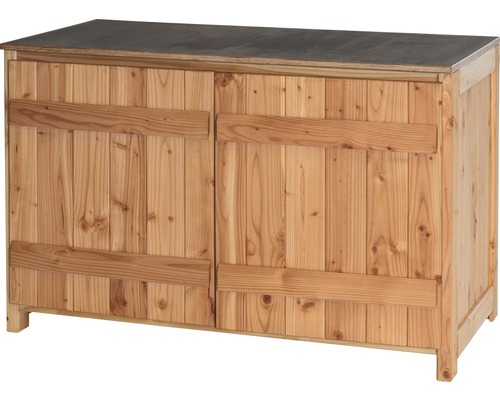 Holzschrank mit zwei Türen und Steinplatte