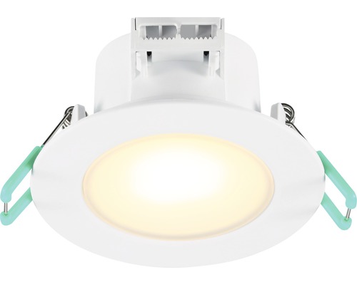 Spot à encastrer LED à intensité lumineuse variable IP44 6W 450 lm 3000 K  blanc chaud rond blanc Ø 115/100 mm 230V - HORNBACH Luxembourg