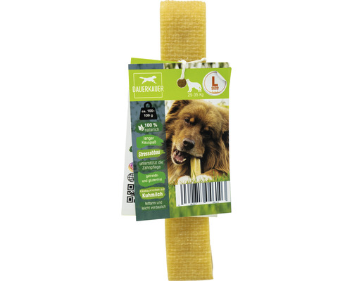 Friandises pour chiens DAUERKAUER L à base de lait 1 pièce env. 100 g, hygiène dentaire, diminution du stress pour les chiens de 25 à 30 kg friandises à mâcher-0