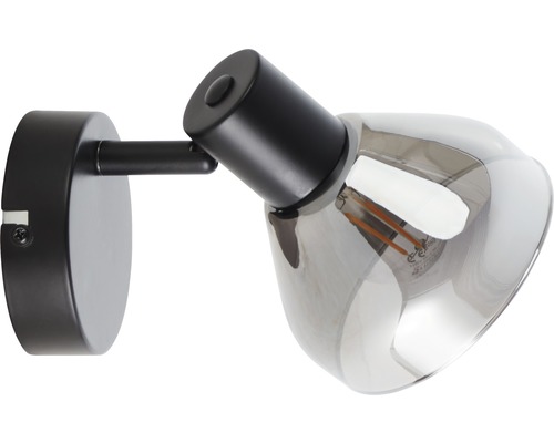 Wandleuchte mit Rauchglas-Schirm