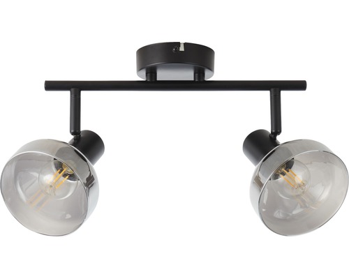 Deckenleuchte mit zwei Strahlern und Lampenschirmen