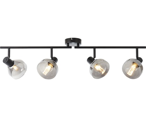 Deckenleuchte mit vier Strahlern mit Glaskugelschirm