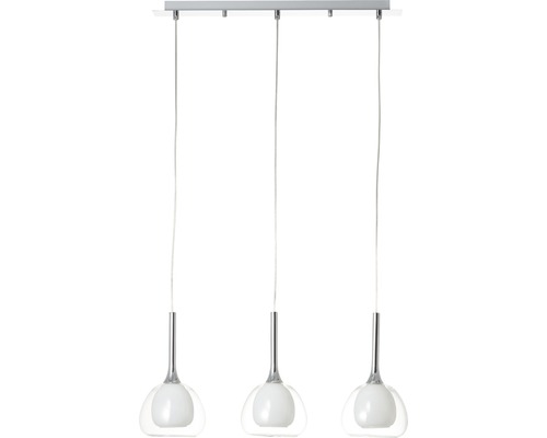 Pendelleuchte mit drei Leuchten aus Glas und Metall