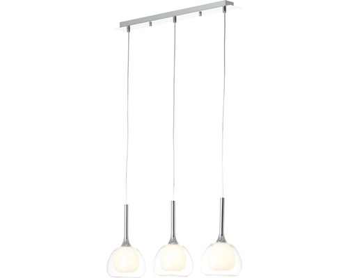 Dreiflammige Pendelleuchte mit klaren Glasschirmen