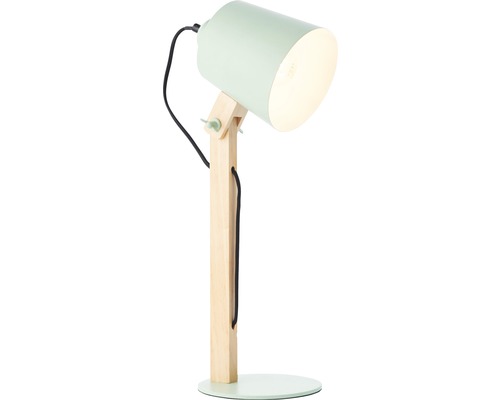 Grüne Tischleuchte mit Holzfuß