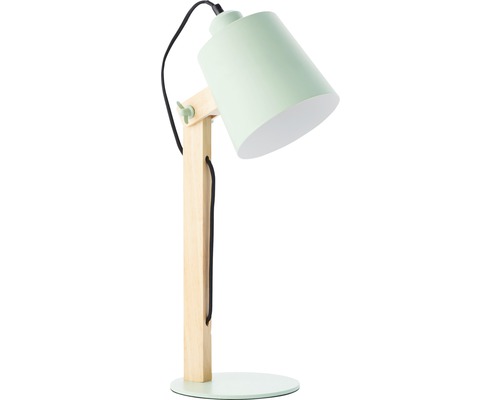 Tischleuchte mit Holzfuß und Lampenschirm