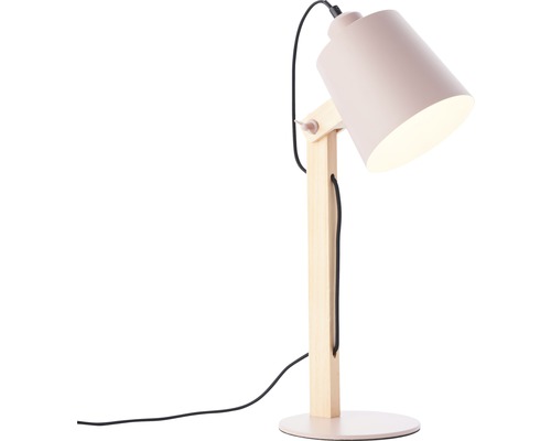 Tischleuchte mit Holzfuß und Lampenschirm