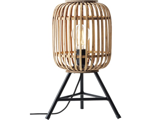 Tischleuchte aus Bambus mit schwarzem Metallfuß