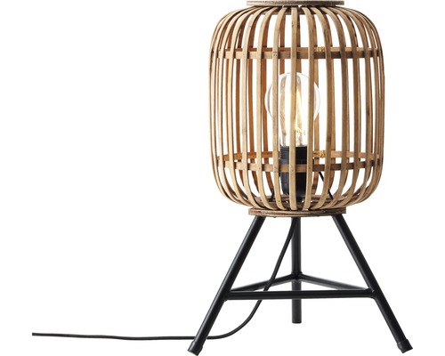 Tischleuchte aus Bambus mit schwarzem Metallfuß