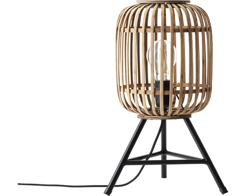 Tischleuchte aus Bambus mit schwarzem Metallfuß
