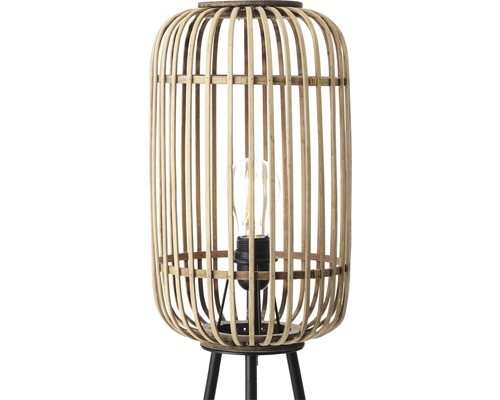 Lampadaire avec abat-jour en bois et pied en métal