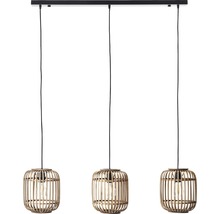 Suspension à trois lampes avec abat-jour en bambou