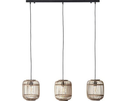 Dreiflammige Hängeleuchte mit Bambusschirm