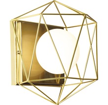 Applique murale avec structure géométrique en fil d''or et source de lumière ronde