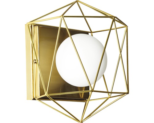 Applique murale dorée avec design géométrique et ampoule ronde