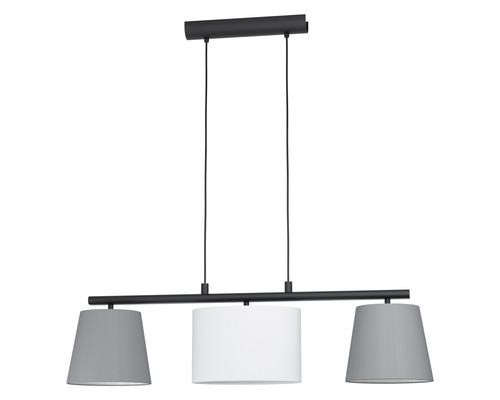 Suspension 3 ampoules hxl 110x86 cm noir/gris/blanc