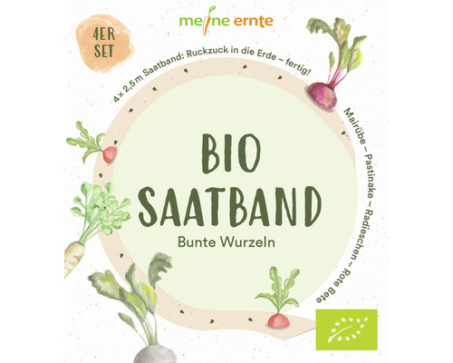 Ruban de graines bio meine ernte Racines multicolores betterave radis panais carotte Ruban de graines bio pour racines colorées en lot de 4