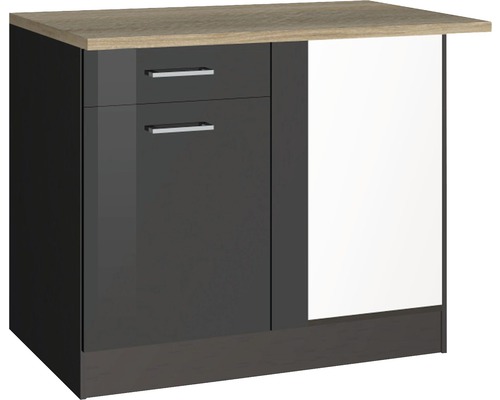 Eckunterschrank Held Möbel Mailand BxTxH 110 x 60 x 85 cm Frontfarbe grau  hochglanz Korpusfarbe grau - HORNBACH Luxemburg