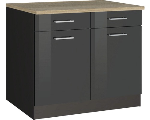 Held Möbel Küchenzeile mit Geräten Mailand 360 cm Frontfarbe grau Hochglanz  Korpusfarbe graphit - HORNBACH Luxemburg