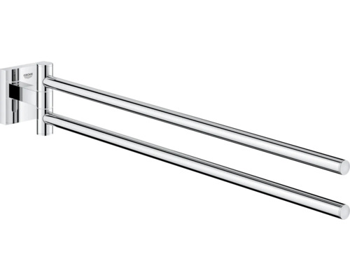 Barre porte-serviettes Grohe Quickfix Start Cube pivotant chrome brillant 40976000 Porte-serviettes pivotant à deux bras de Grohe