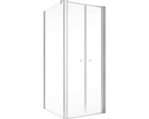 Cabine de douche d''angle avec deux portes battantes