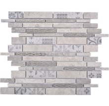 Mosaïque aspect pierre avec motifs floraux