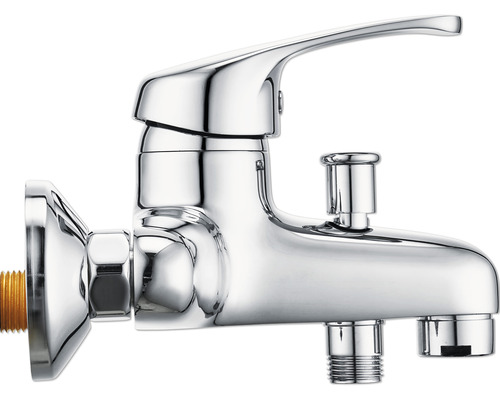 Glänzende Armatur für den Waschtisch zur Wandmontage