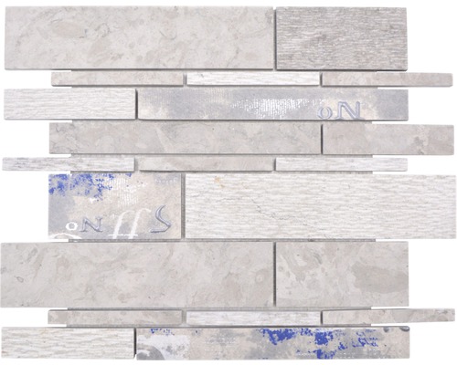 Keramikmosaik Marmor/Keramik Verbund mix grau/color Mosaikfliese aus Naturstein
