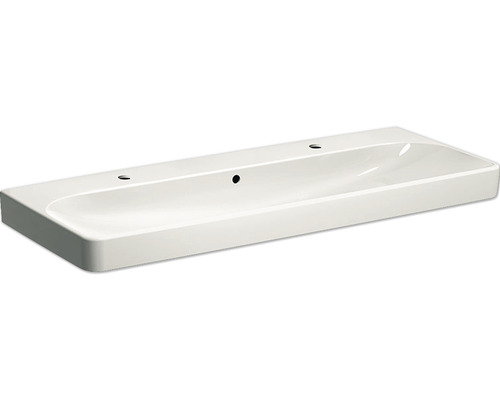Vasque GEBERIT Smyle Square 120 cm blanc avec 2 trous de robinetterie avec revêtement 500253018