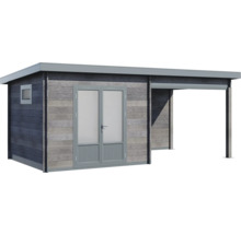 Abri de jardin Finnhaus WPC-Trend D avec espace couvert 560 x 287 cm gris-thumb-1