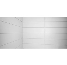 Detailansicht einer weißen Paneelwand mit horizontaler Ausrichtung