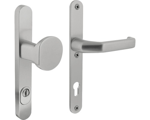 Garniture de rechange de protection panneau fin Intersteel PZ 92 mm alu F1 anodisé Garniture de ferrures de porte avec rosette de clé et poignée de porte