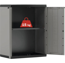 Armoire multi-usage en plastique avec porte ouverte et une capacité de charge maximale de 15 kilogrammes