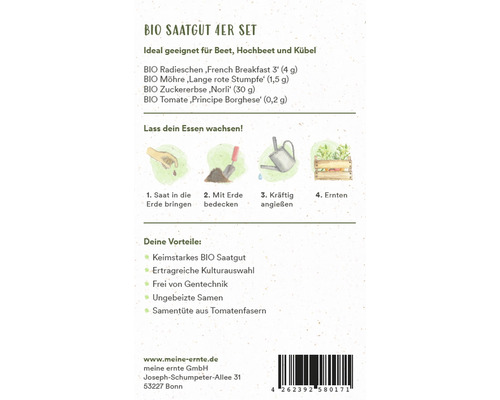 Paquet de graines biologiques, lot de 4