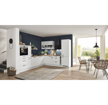nobilia elements Winkelküche mit Geräten Urban 450 cm alpinweiss matt vormontiert Variante rechts 4004539047372