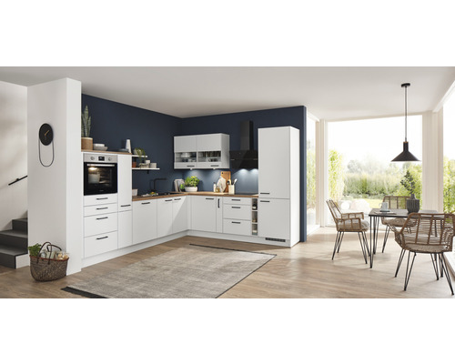 nobilia elements Winkelküche mit Geräten Urban 450 cm alpinweiss matt vormontiert Variante rechts 4004539047372 nobilia elements Winkelküche mit Geräten Urban 450 cm alpinweiss matt vormontiert Variante rechts 4004539047372